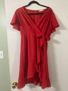 Red Altard State mini wrap dress